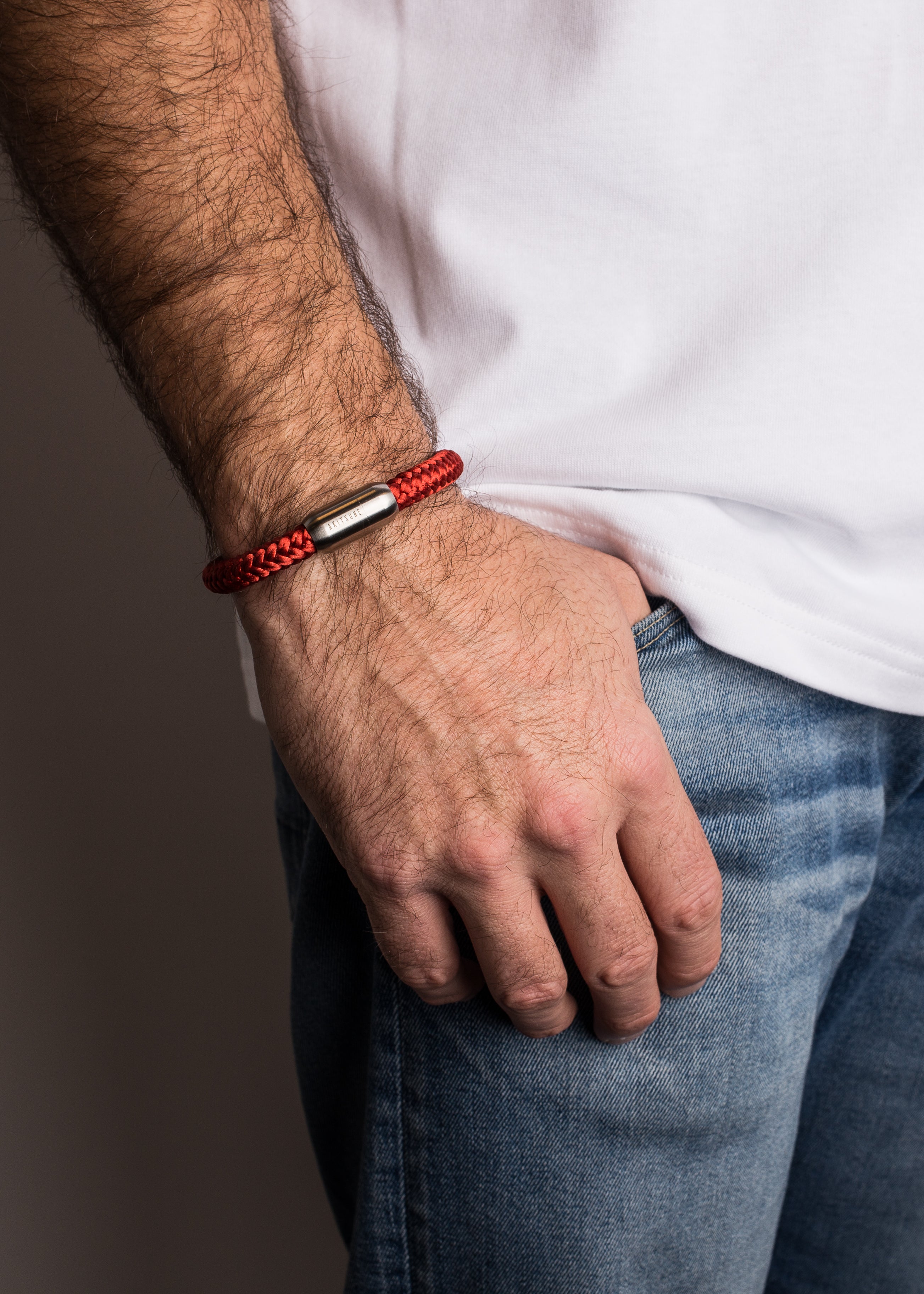 Portus-Nylon-Bracelet-Matte-Silver-Maroon-Nautical-Maritime-Model
