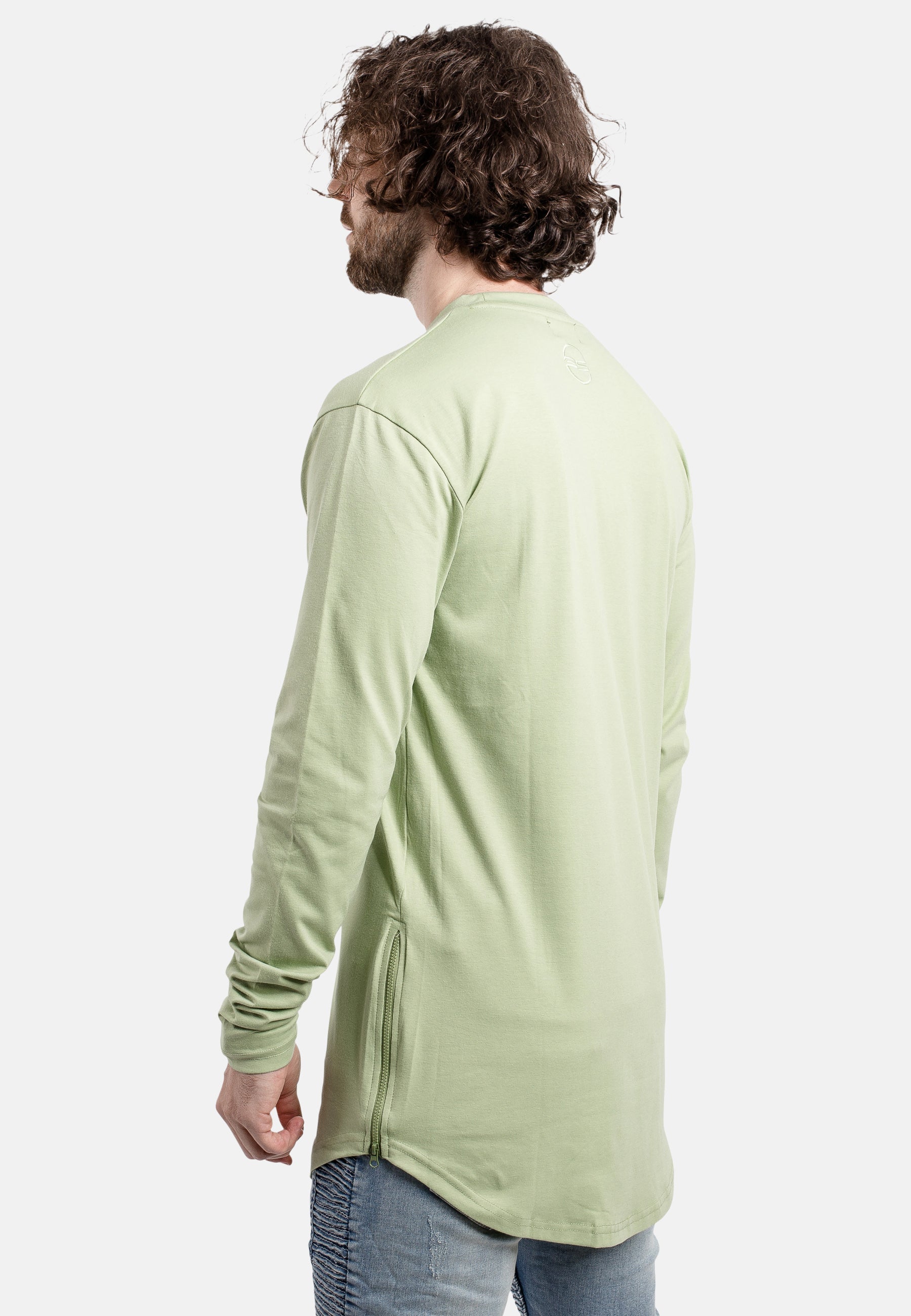 Side-Zip-Long-Sleeve-Longline-T-Shirt-Sage-Green-Zipper