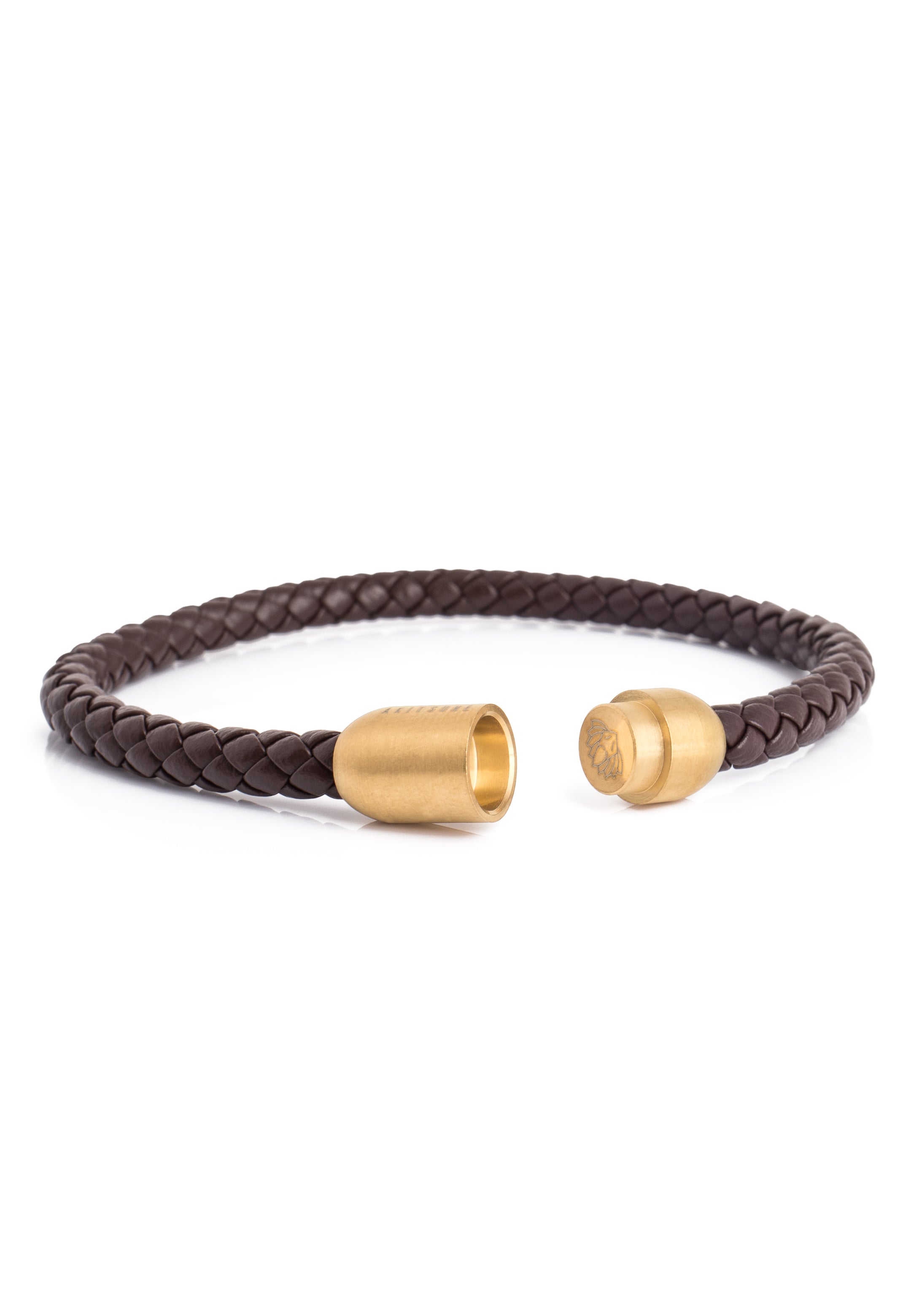 Silva-Leather-Bracelet-Gold-Brown-Open