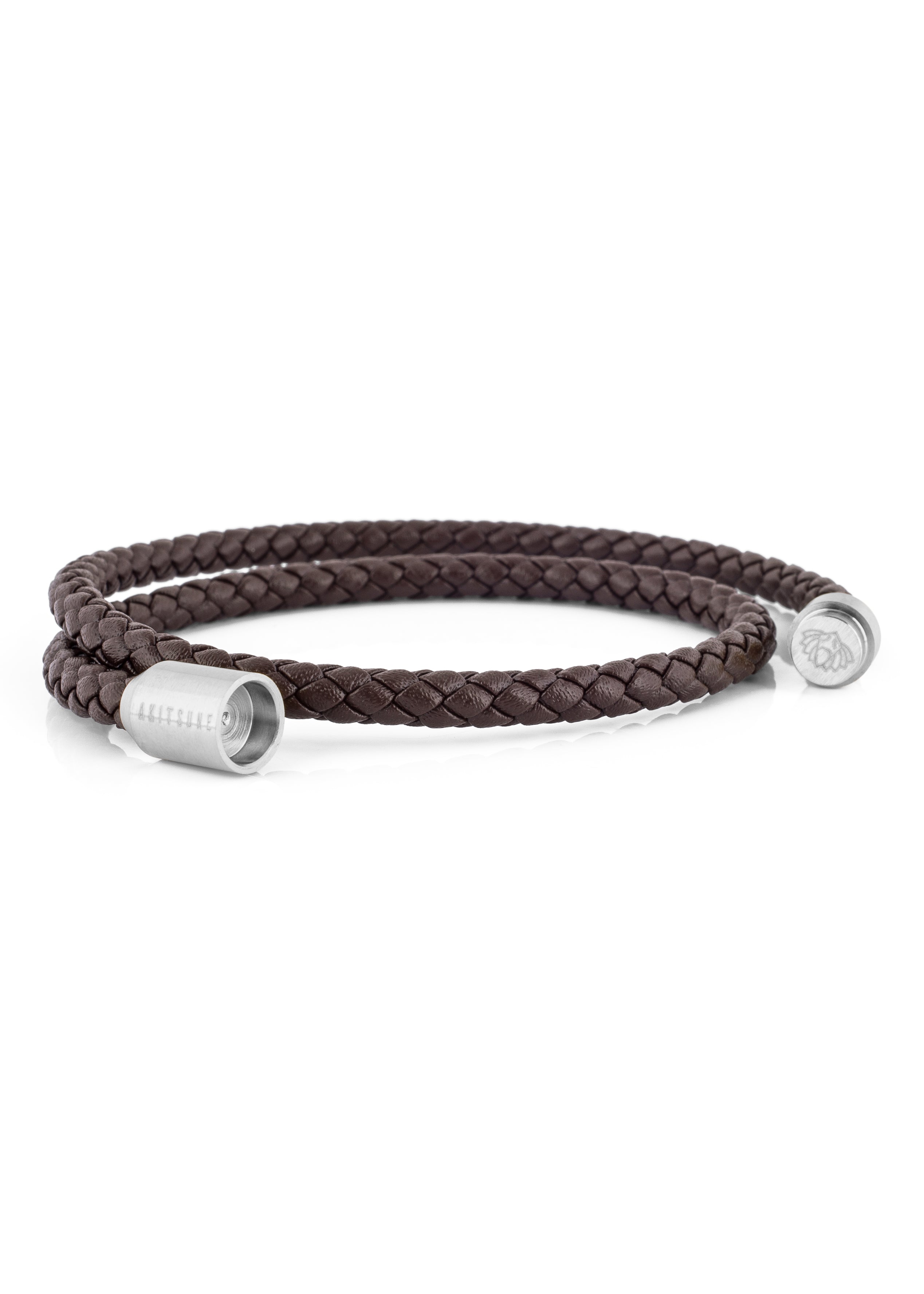 Suprema-Leather-Bracelet-Silver-Brown-Open